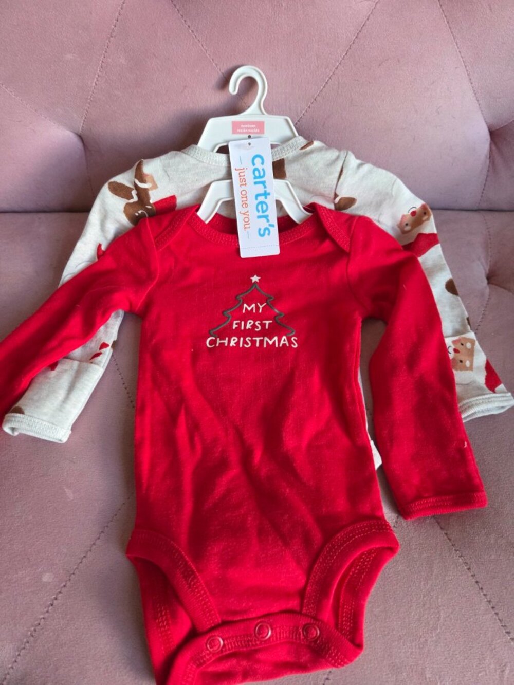 Carter's My First Christmas" 2-Pack Long Sleeve Bodysuits - NB